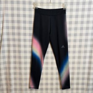 adidas Girl’s Aeroready Leggings, Size M (10-12), Black/Rainbow